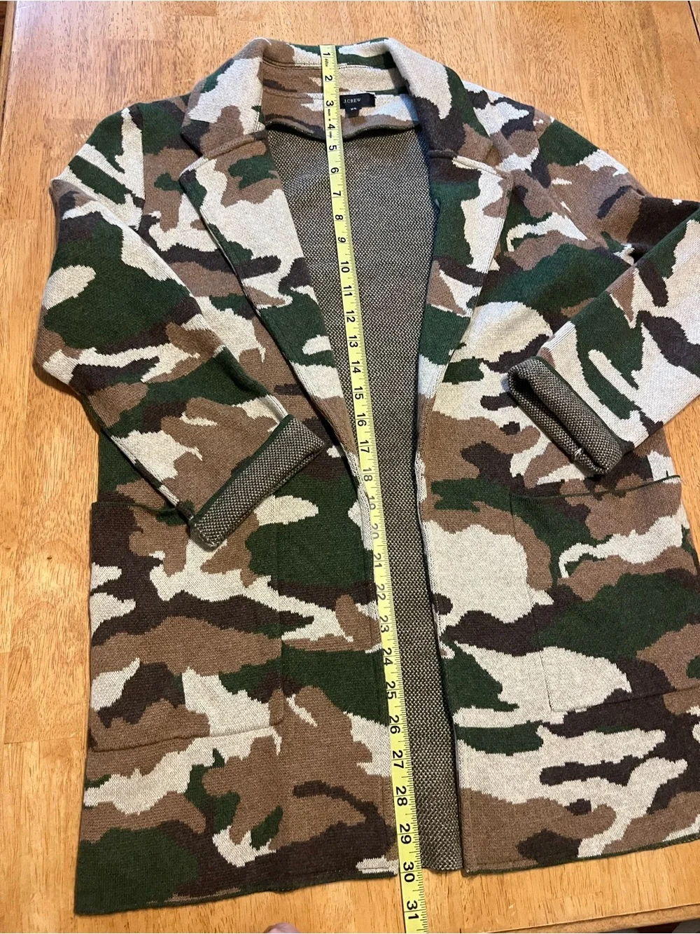 J.Crew Sophie Open-Front Sweater-Blazer in Camo Cotton Blend Jacket XS